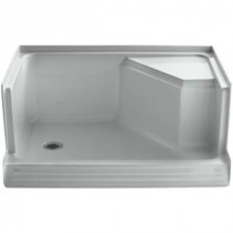 Memoirs 48 in. x 36 in. Single Threshold Shower Base with Integral Seat on Right in Ice Grey