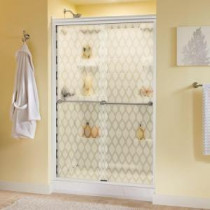 Crestfield 47-3/8 in. x 70 in. Semi-Framed Bypass Sliding Shower Door in White with Nickel Hardware and Ojo Glass