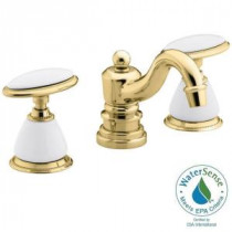 Antique 8 in. 2-Handle Low-Arc Bathroom Faucet in Vibrant Polished Brass