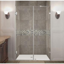 Nautis 50 in. x 72 in. Frameless Hinged Shower Door in Stainless Steel with Clear Glass