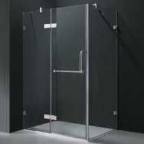 Monteray 38.25 in. x 73.375 in. Frameless Pivot Shower Enclosure in Chrome with Clear Glass
