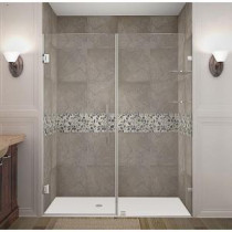 Nautis GS 62 in. x 72 in. Completely Frameless Hinged Shower Door with Glass Shelves in Chrome