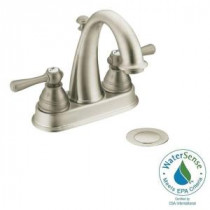 Kingsley 4 in. Centerset 2-Handle High-Arc Bathroom Faucet in Brushed Nickel with Drain Assembly