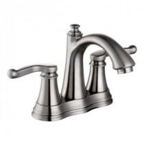 4 in. Centerset 2-Handle Deck-Mount Bathroom Faucet in Brushed Nickel with Pop-Up Drain