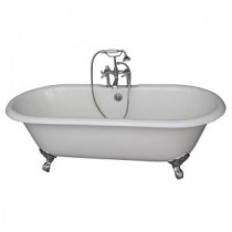 5.6 ft. Cast Iron Imperial Feet Double Roll Top Tub in White with Polished Chrome Accessories