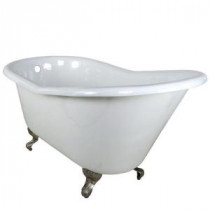 5 ft. Cast Iron Satin Nickel Claw Foot Slipper Tub in White