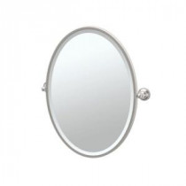 Tiara 24.25 in. x 27.50 in. Framed Single Oval Mirror in Satin Nickel