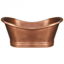 Bathhaus 5.9 ft. Copper Customizable Drain Oval Freestanding Bathtub in Old Hammered Copper