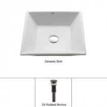 Vessel Sink in White with Pop up Drain in Oil Rubbed Bronze