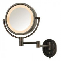 5X Halo Lighted 13 in. L x 9 in. W Wall Mount Mirror in Bronze