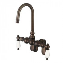 2-Handle Wall-Mount Claw Foot Tub Faucet with Labeled Porcelain Lever Handles in Oil Rubbed Bronze