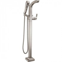 Tesla 1-Handle Floor-Mount Roman Tub Faucet Trim Kit with Handshower in Stainless (Valve Not Included)