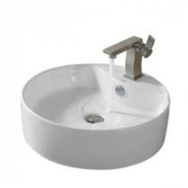 Round Ceramic Sink in White with Sonus Basin Faucet in Brushed Nickel