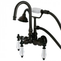Crystal 3-Handle Claw Foot Tub Faucet with Hand Shower in Oil Rubbed Bronze