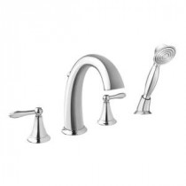 Montbeliard 2-Handle Deck Mount Roman Tub Faucet with Handshower in Chrome