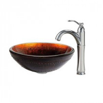 Prometheus Glass Vessel Sink in Multicolor and Riviera Faucet in Chrome