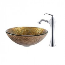 Terra Glass Vessel Sink in Multicolor and Ventus Faucet in Chrome
