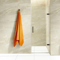 Tempo 26.5 in. x 70.625 in. Adjustable Frameless Shower Door with Hardware in Antique Rubbed Bronze and Clear Glass