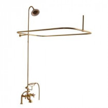 3-Handle Claw Foot Tub Faucet with Hand Shower and Shower Unit in Polished Brass
