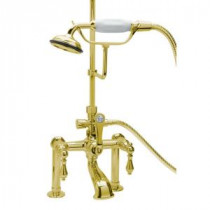 RM21 2-Handle Claw Foot Tub Faucet with Handshower in Polished Brass