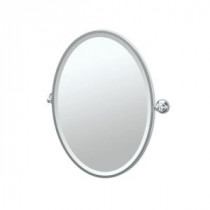Tiara 24.25 in. x 27.50 in. Framed Single Oval Mirror in Chrome