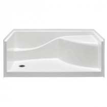 Coronado 60 in. x 30 in. Single Threshold Gelcoat Shower Pan in White