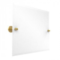 Tango Collection 26 in. x 21 in. Frameless Rectangular Landscape Single Tilt Mirror with Beveled Edge in Polished Brass