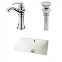 Rectangle Undermount Bathroom Sink Set in Biscuit with Deck Mount cUPC Faucet and Drain