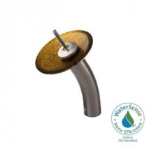 Single Hole 1-Handle Waterfall Faucet in Brushed Nickel with Copper Glass Disc
