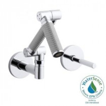 Karbon Single-Handle Wall Mount Bathroom Faucet with Mid-Arc and Silver Tube in Polished Chrome