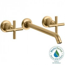 Purist Wall-Mount 2-Handle Bathroom Faucet Trim Kit in Vibrant Modern Brushed Gold