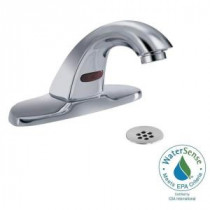 Commercial Battery-Powered Single Hole Touchless Bathroom Faucet with 4 in. Centerset in Chrome