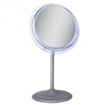 Surround Light 5X Vanity Mirror in Satin Nickel