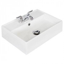 20-in. W x 14-in. D Above Counter Rectangle Vessel Sink In White Color For 4-in. o.c. Faucet