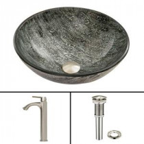 Glass Vessel Sink in Titanium and Linus Faucet Set in Brushed Nickel