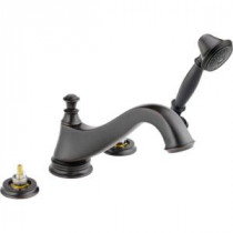 2-Handle Deck-Mount Roman Tub Faucet with Hand Shower Trim Kit in Venetian Bronze (Valve and Handles Not Included)
