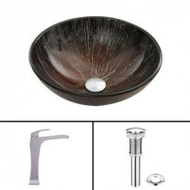 Glass Vessel Sink in Enchanted Earth and Blackstonian Faucet Set in Chrome