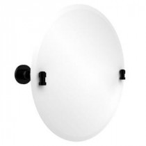 Washington Square Collection 22 in. x 22 in. Frameless Round Single Tilt Mirror with Beveled Edge in Matte Black