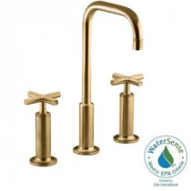 Purist 8 in. Widespread 2-Handle Mid-Arc Bathroom Faucet in Vibrant Moderne Brushed Gold
