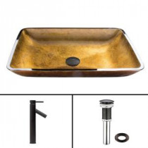 Glass Vessel Sink in Copper and Dior Faucet Set in Antique Rubbed Bronze
