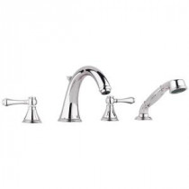 Geneva 2-Handle Roman Tub Faucet with Hand Shower in Polished Nickel Infinity