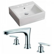 Rectangle Vessel Sink Set in White with 8 in. O.C. cUPC Faucet