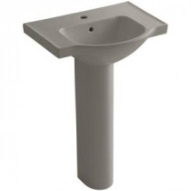 Veer Pedestal Combo Bathroom Sink in Cashmere with Single Faucet Hole