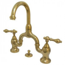 8 in. Widespread 2-Handle High-Arc Bridge Bathroom Faucet in Polished Brass