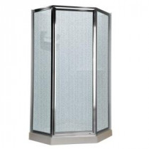 Prestige 24.12 in. x 68.50 in. Neo-Angle Shower Door in Silver and Hammered Glass