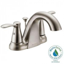 Gable 4 in. Centerset 2-Handle Mid-Arc Bathroom Faucet in Brushed Nickel with Pop-Up Assembly