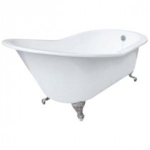 Grand Slipper Cast Iron Clawfoot Tub, Less Faucet Holes in Satin Nickel