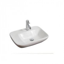23-in. W x 17-in. D Above Counter Rectangle Vessel Sink In White Color For Single Hole Faucet