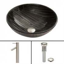 Glass Vessel Sink in Interspace and Dior Faucet Set in Brushed Nickel