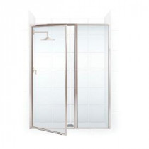Legend Series 43 in. x 66 in. Framed Hinge Swing Shower Door with Inline Panel in Brushed Nickel with Clear Glass